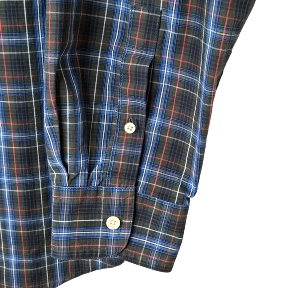 Chaps Easy Care Mens Long Sleeve Button Down Shirt Sz Large Green Blue Red Plaid - Picture 7 of 12